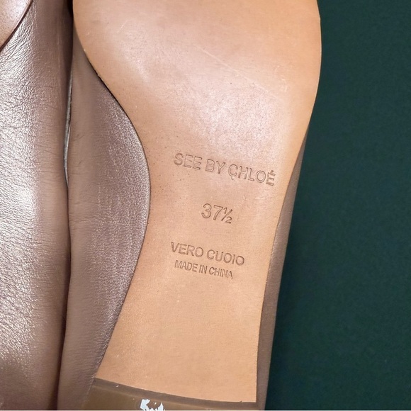 See by Chloe Women's Tan metallic Leather Flats size 37.5 - Picture 5 of 9